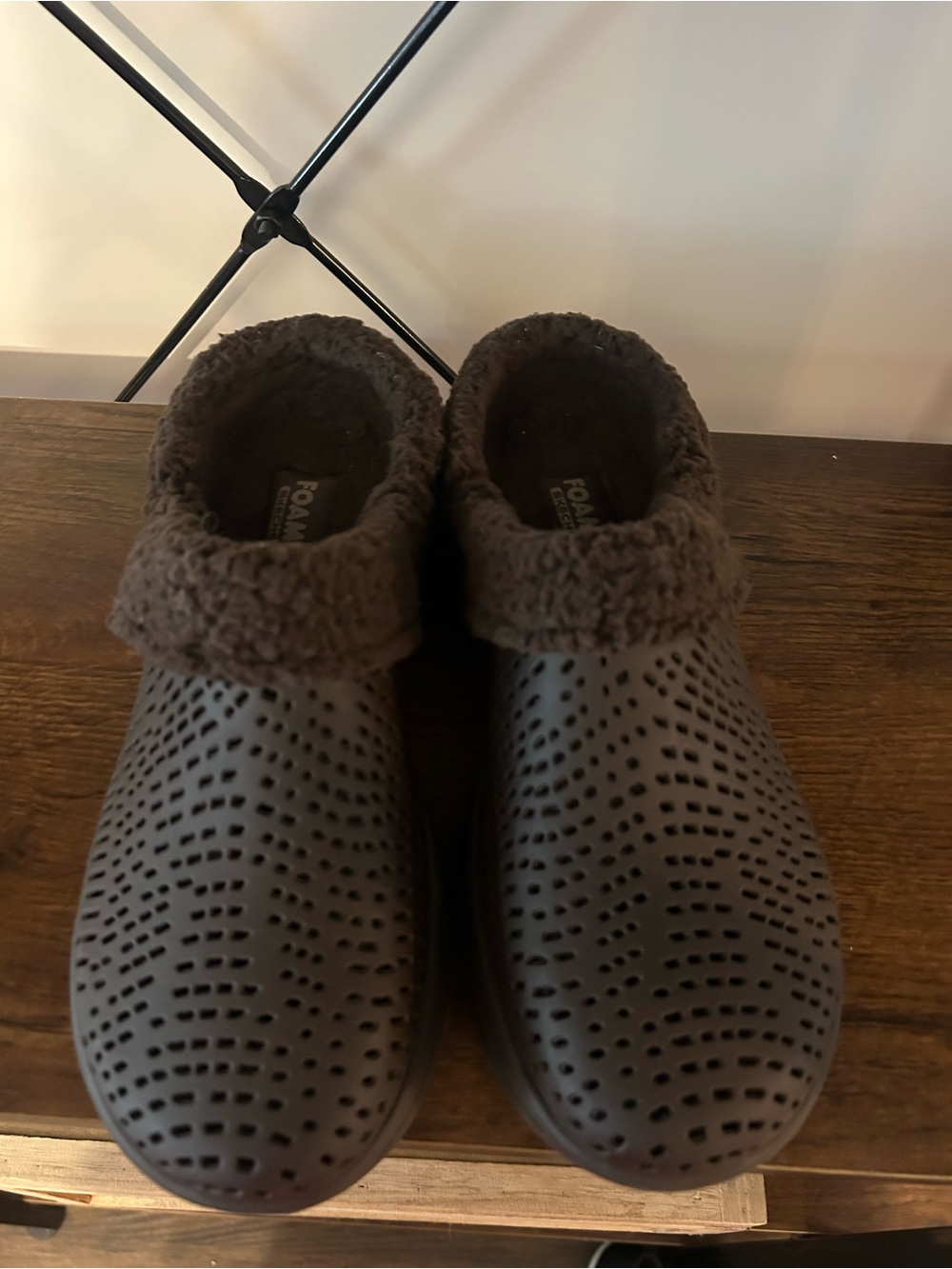 Skechers Foamies GO WALK 5 Relax Faux fur lined clogs in chocolate brown
